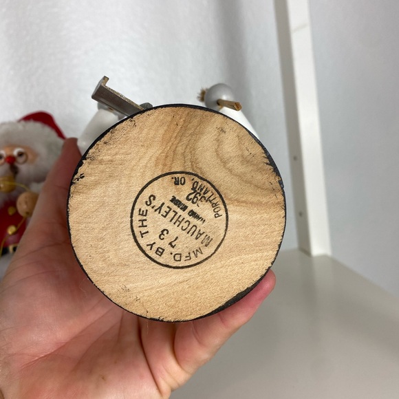 Vintage Wooden Hand Made Smoking Figurines Oregon Mauchleys 1990’s Santa Frosty - Picture 7 of 14